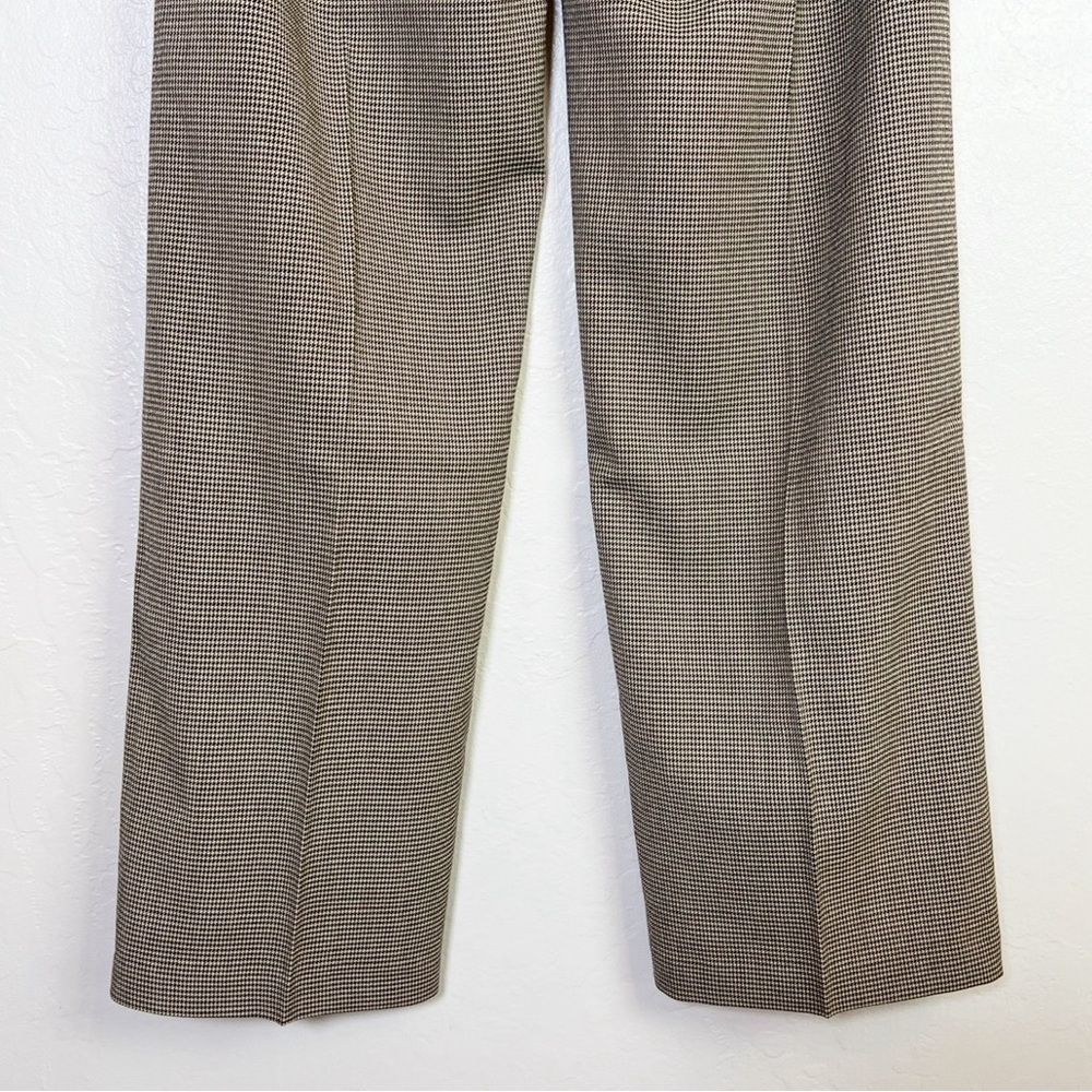 THAKOON Women’s Size 4 Brown Houndstooth Print Smocked Waist Wide Leg Trouser - Picture 9 of 12